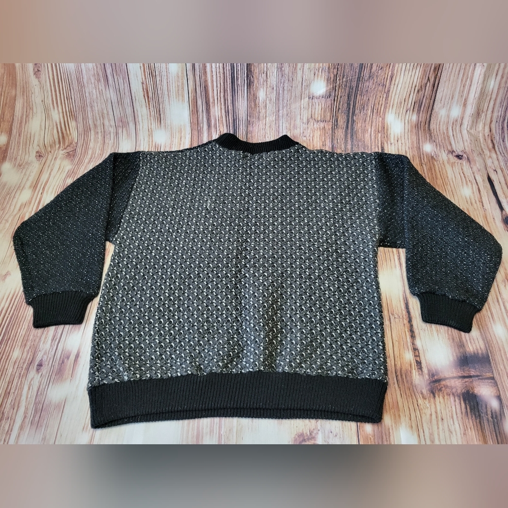 Bugatchi Black and Silver Patterned Crewneck Sweater - Picture 3 of 6